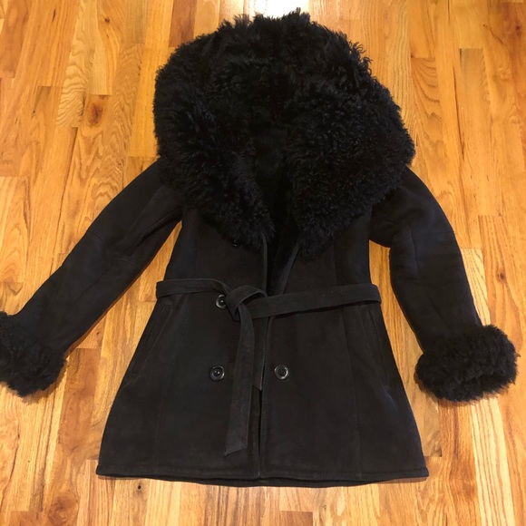Black Shearling Coat - Picture 6 of 12